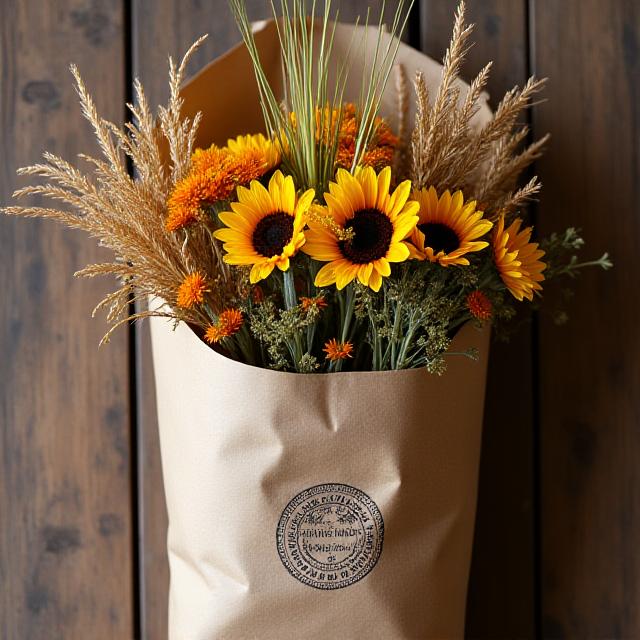 Arrangement floral tons terreux et naturels